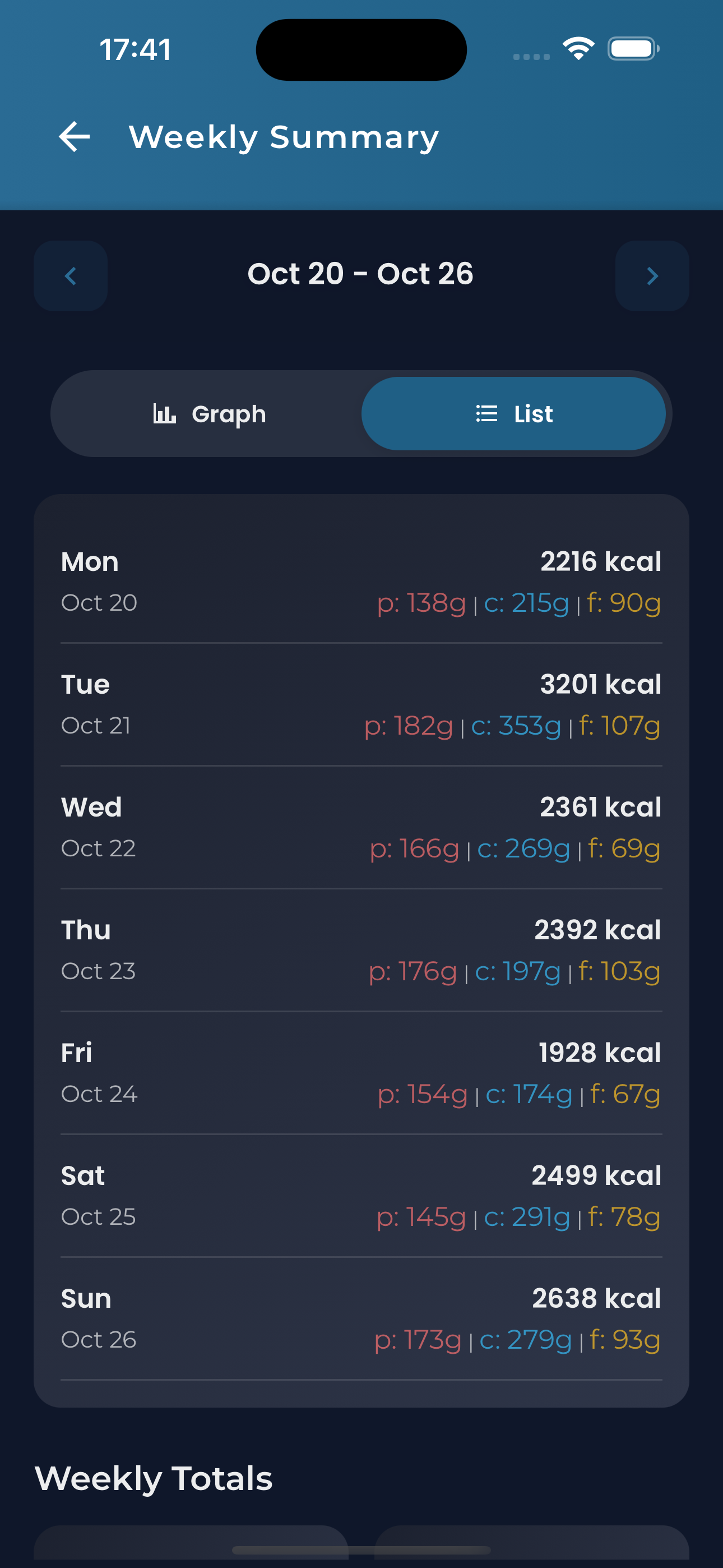 Kalori app screenshot